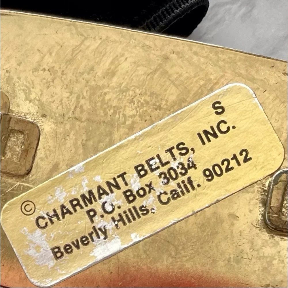 Charmant Beverly Hills Black velvet stretch belt & black, gold & crystal buckle - Picture 7 of 8
